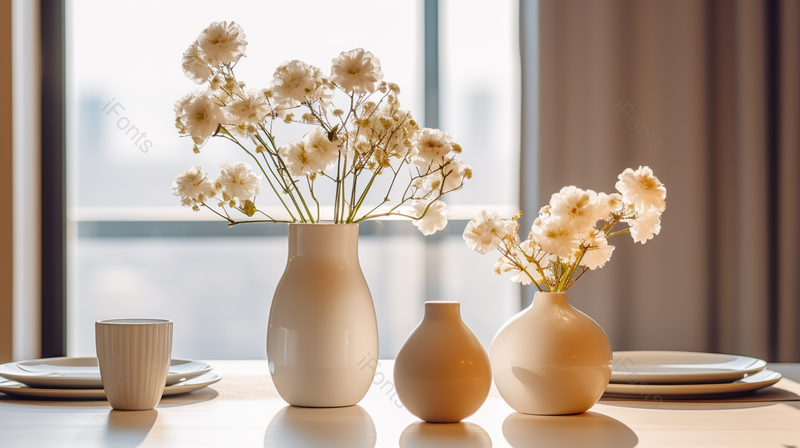 家居餐厅的陶瓷品花瓶碗,高清,摄影图,摄影图片,图片大全,摄影图免费下载